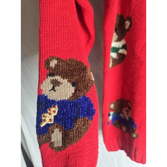 Marisa Christina 1994 Christmas Sweater Size Medium Red Teddy Bears Mock Neck - Picture 6 of 14